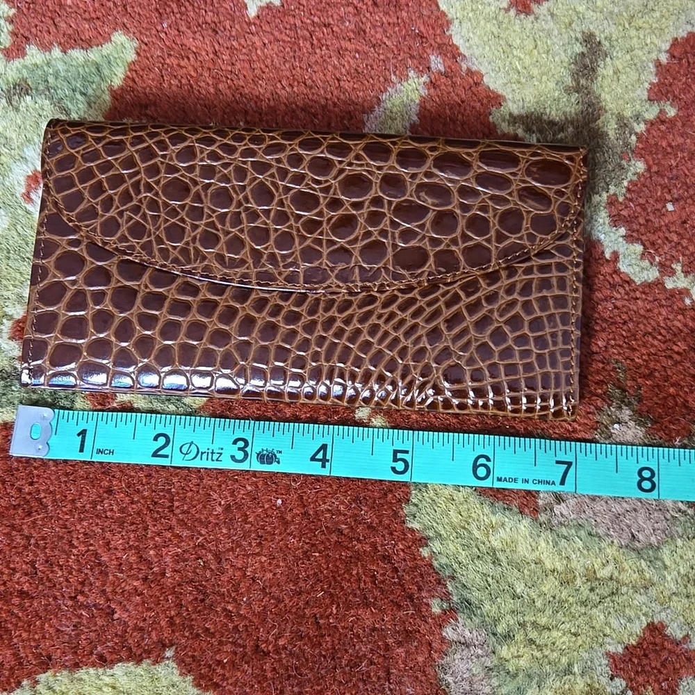 Budd Leather Crocodile Bidente Slim Wallet - Picture 6 of 7
